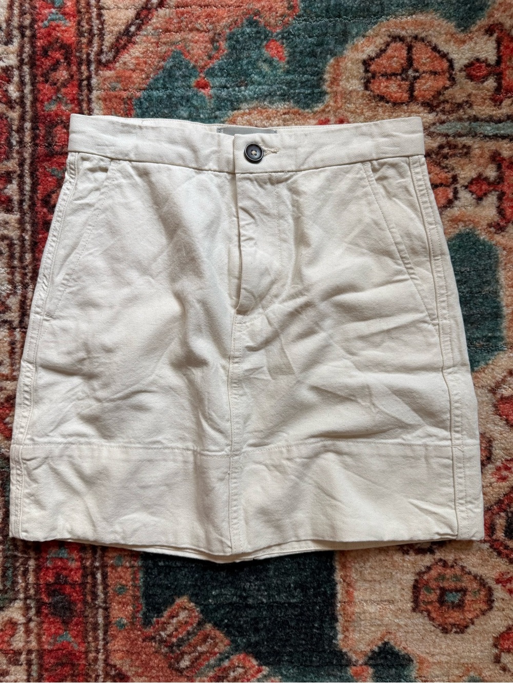 Everlane Cream Canvas Mini Skirt